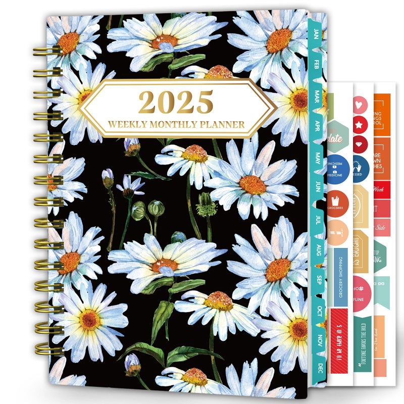 Ymumuda 2025 Planner, 12-Month Daily Weekly Monthly Planner from JAN.2025 to DEC.2025, 8.4"" X 6"", Spiral Planner Notebook with Stickers, Elastic Closure, Inner Pocket - Image 1